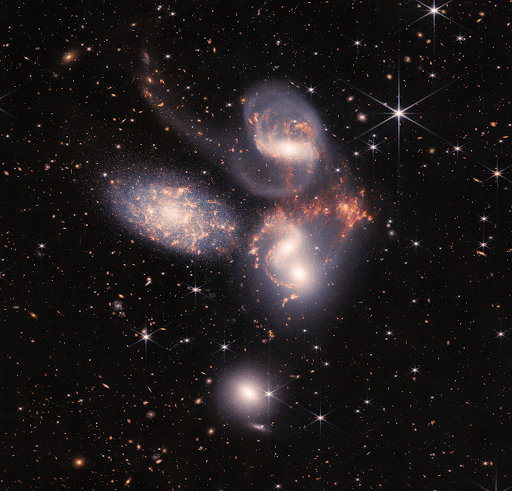 Stephan's Quintet (NIRCam and MIRI Composite Image)