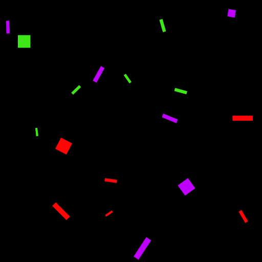 Composition of colorful particles on black