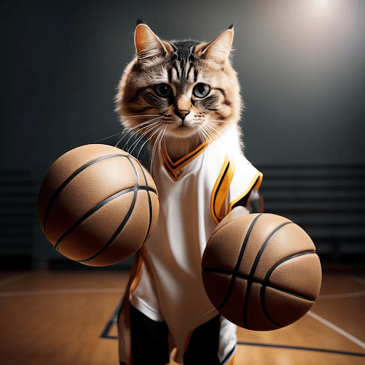 The cat is a basketball player