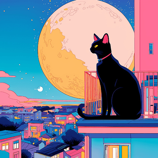 black cat moonscape