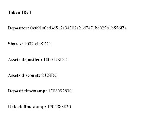 gUSDC Locked Deposit