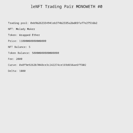 leNFT Trading Pool MONO - WETH