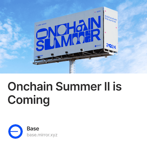 Onchain Summer II is Coming