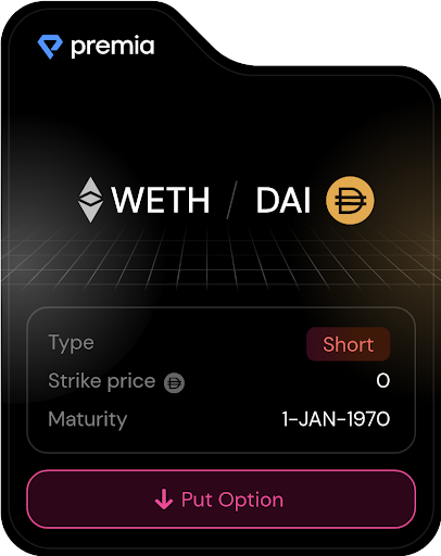 WETH  DAI - Premia Options Pool V2