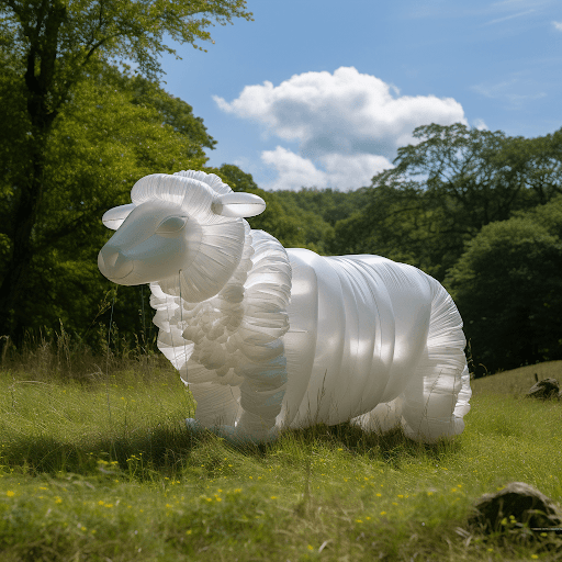 Whimsical Euphoria: A White Inflatable Sheep