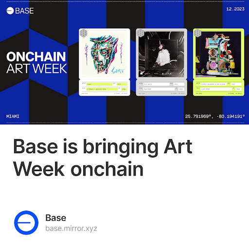 Base is bringing Art Week onchain